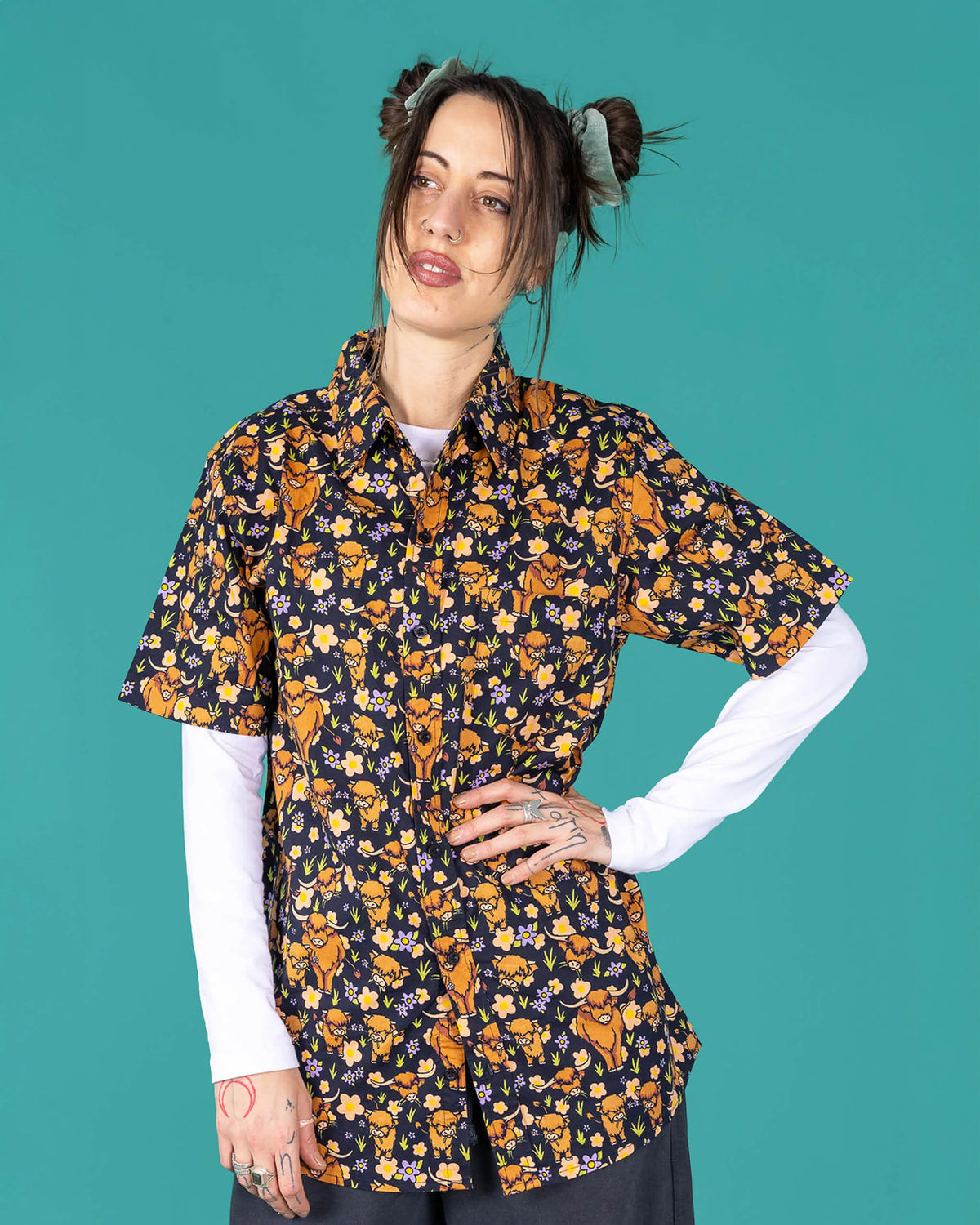 Highland Cow Short Sleeve Shirt - Run & Fly