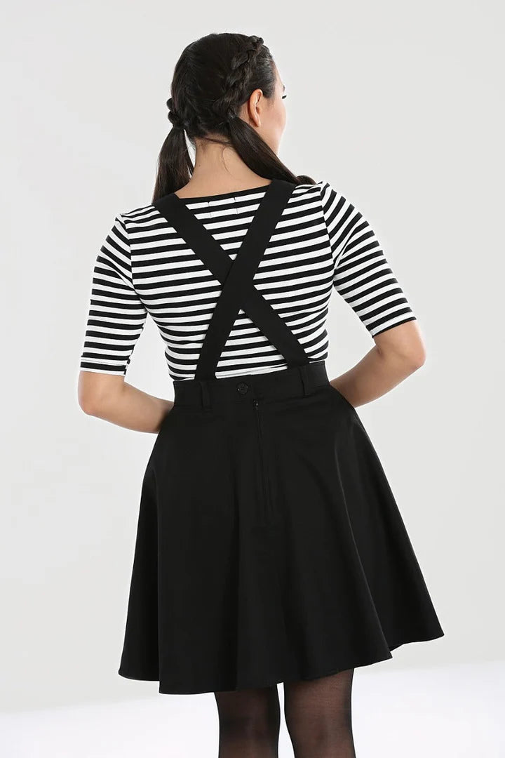 Samara Ouija Embroidered Black Pinafore - Hell Bunny