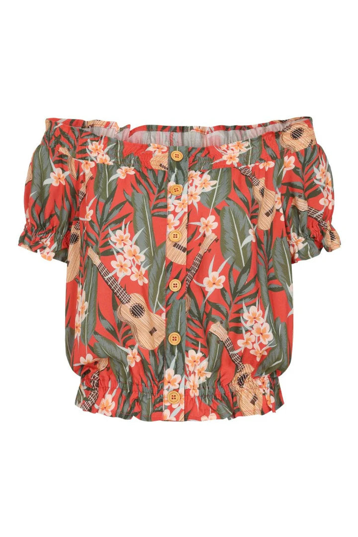 Ukelele On or Off Shoulder Top - Hell Bunny