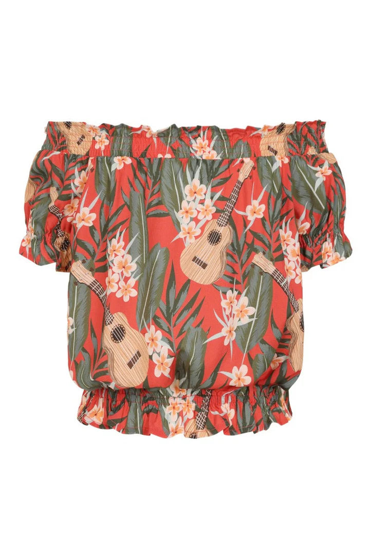 Ukelele On or Off Shoulder Top - Hell Bunny