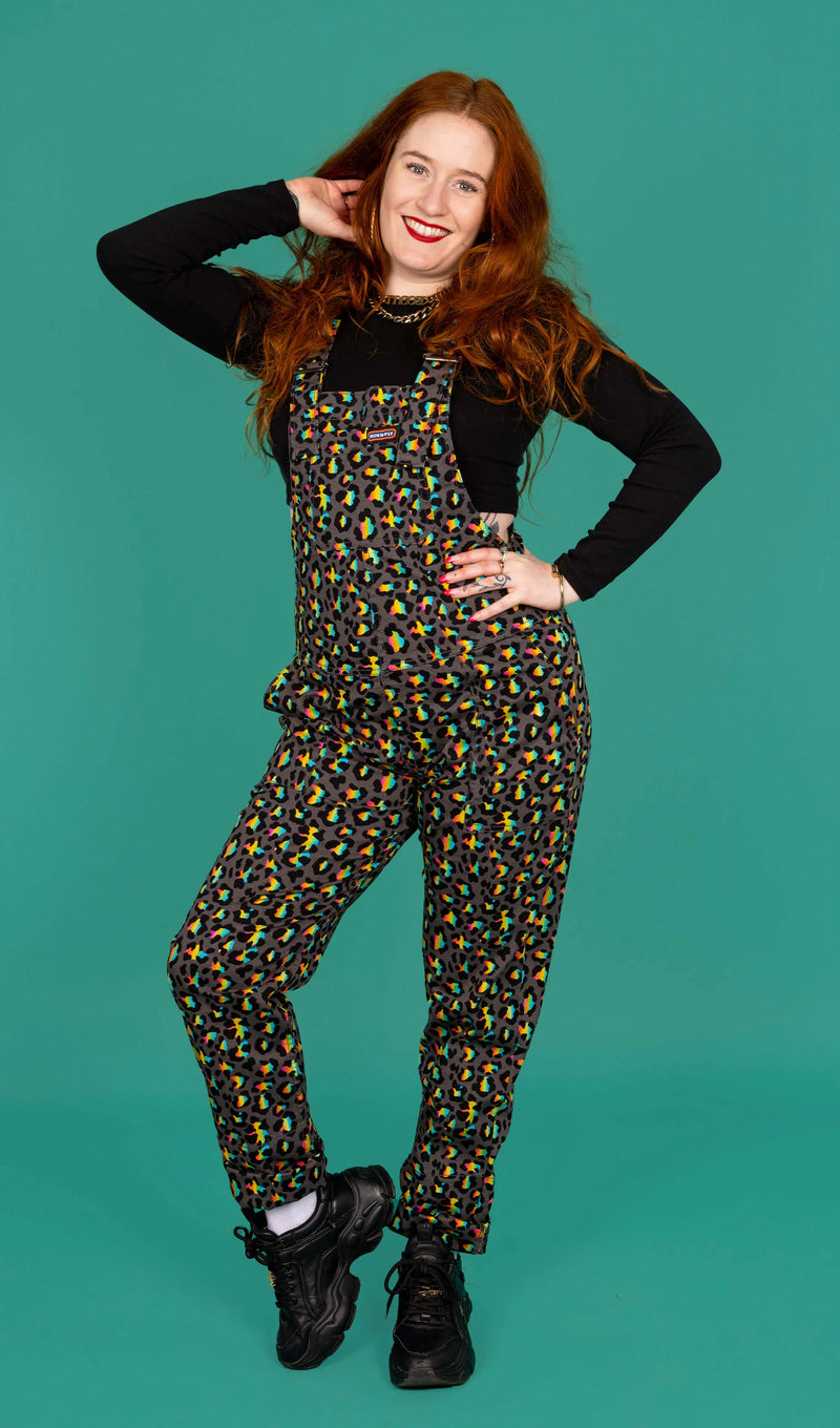 Grey Rainbow Leopard Stretch Dungarees - Run & Fly – Yella Brick Road