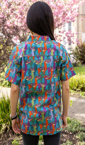 Llama Print Short Sleeve Shirt - Run & Fly