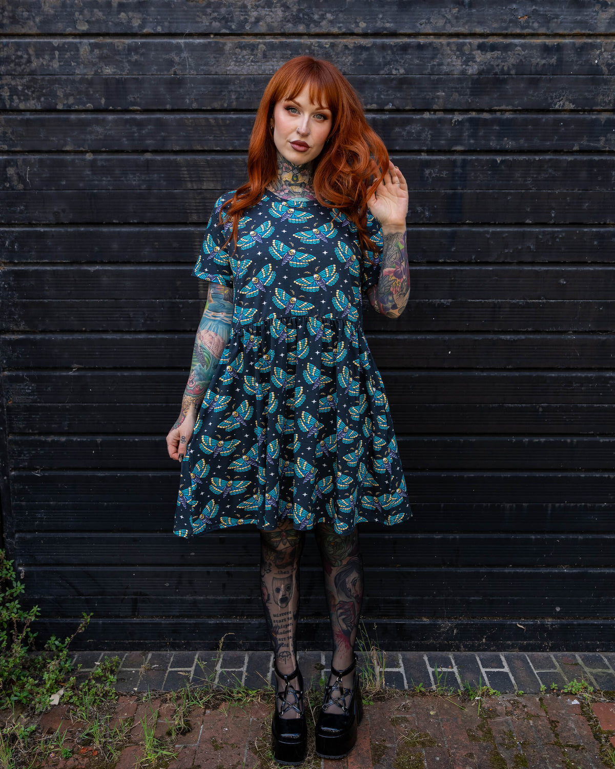 open lace back dress Death Head Moth Oversized Smock Dress
