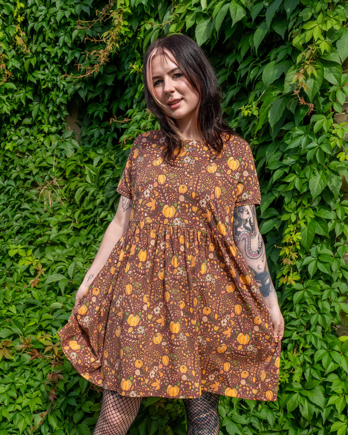 Autumn Pumpkin Oversized Smock Dress - Run & Fly