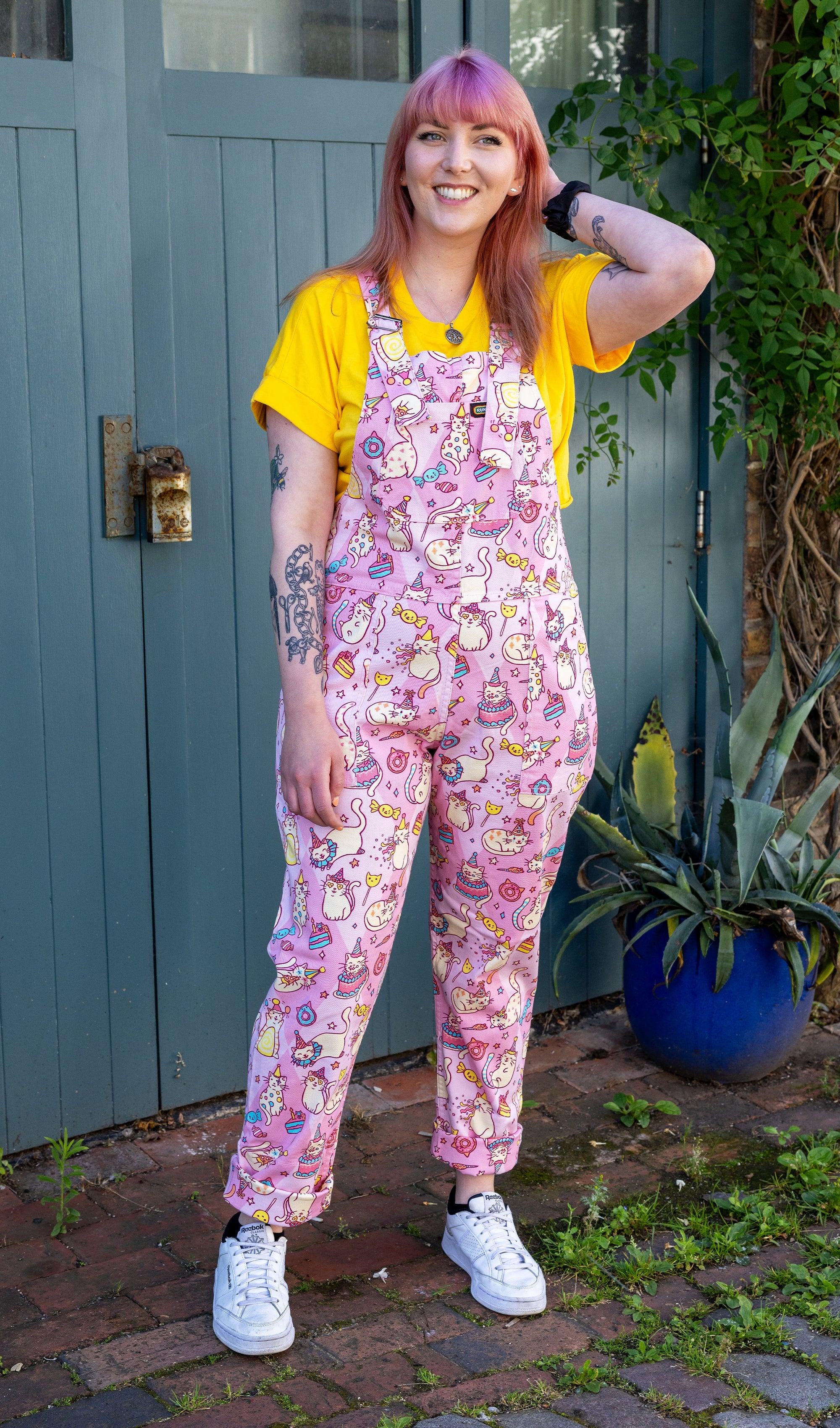 The Mushroom Babes Party Cats Stretch Twill Dungarees - Run & Fly