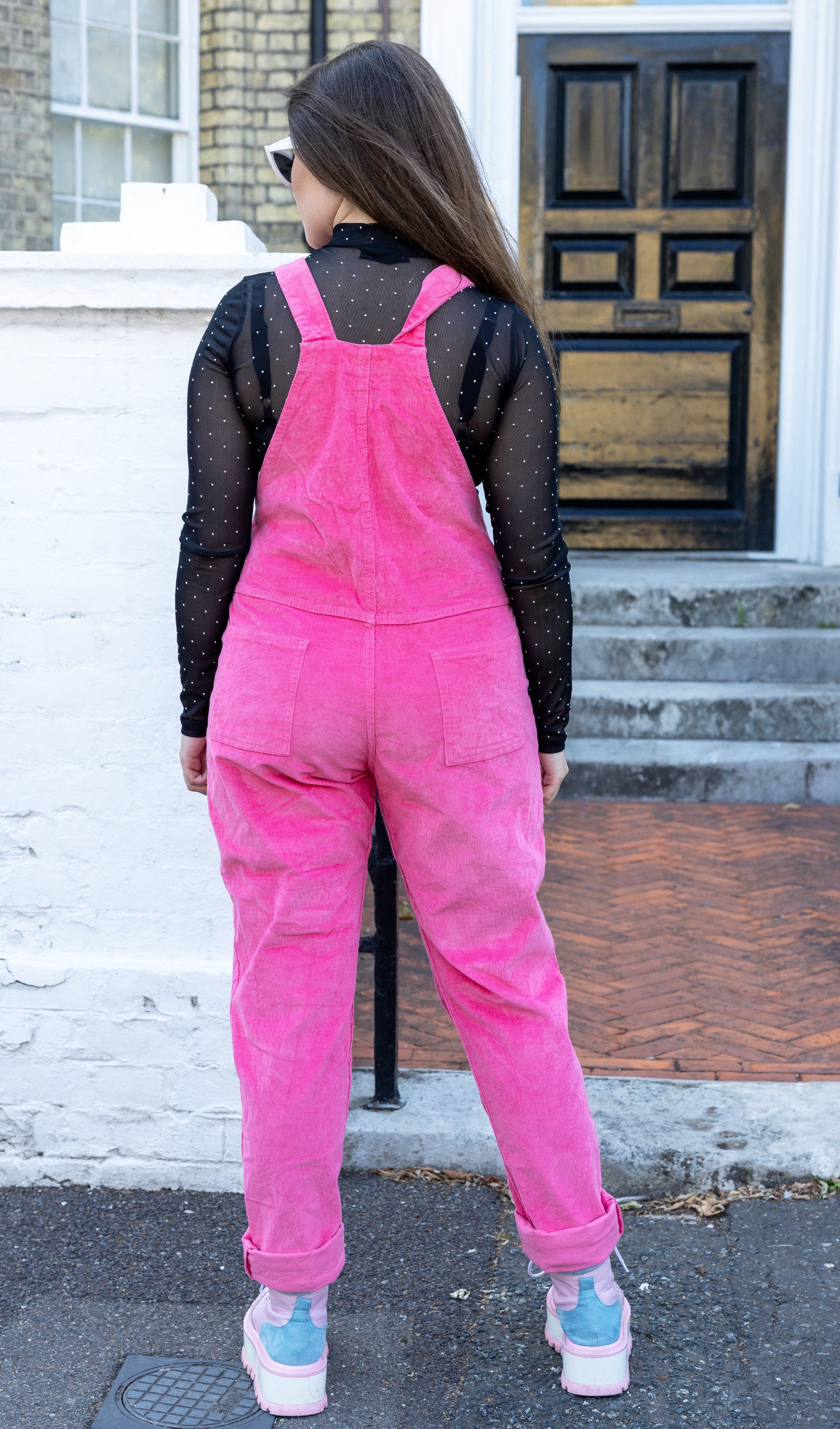 Pink Stretch Corduroy Dungarees - Run & Fly