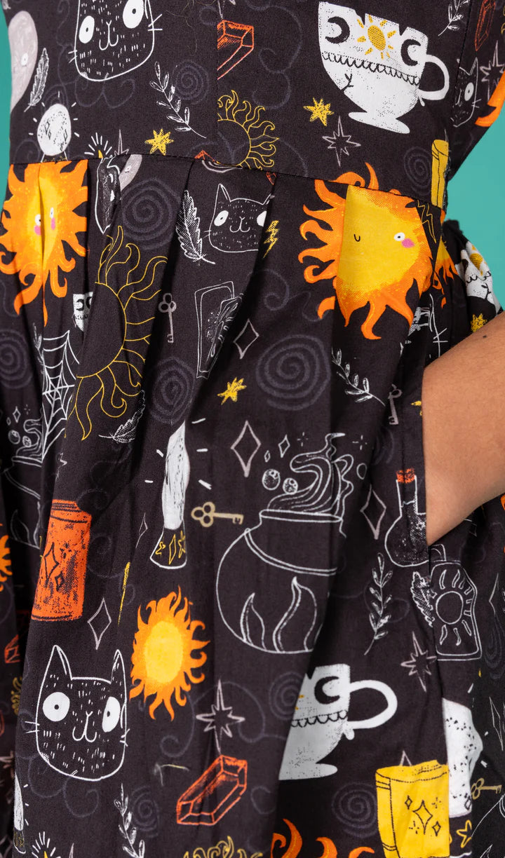Katie Abey Solar Witch Stretch Belted Tea Dress with Pockets - Run & Fly