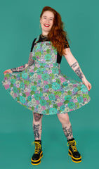 Succulents Flared Pinafore Dress - Run & Fly