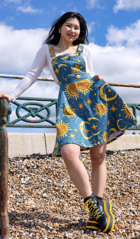 Celestial Sun and Moon Flared Pinafore Dress - Run & Fly