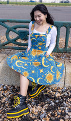Celestial Sun and Moon Flared Pinafore Dress - Run & Fly