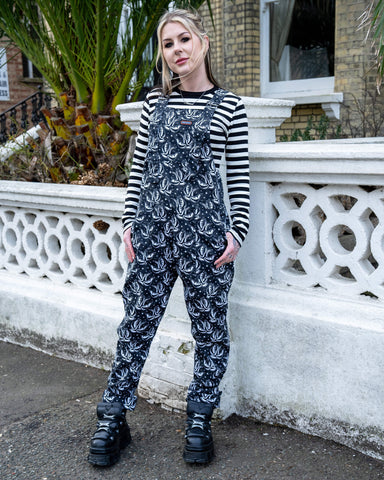 Checkerboard Swallow Stretch Twill Dungarees - Run & Fly