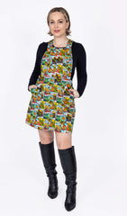 Tarot Dinosaurs Stretch Twill Pinafore Dress - Run & Fly