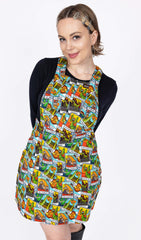 Tarot Dinosaurs Stretch Twill Pinafore Dress - Run & Fly