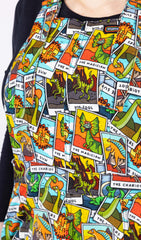 Tarot Dinosaurs Stretch Twill Pinafore Dress - Run & Fly