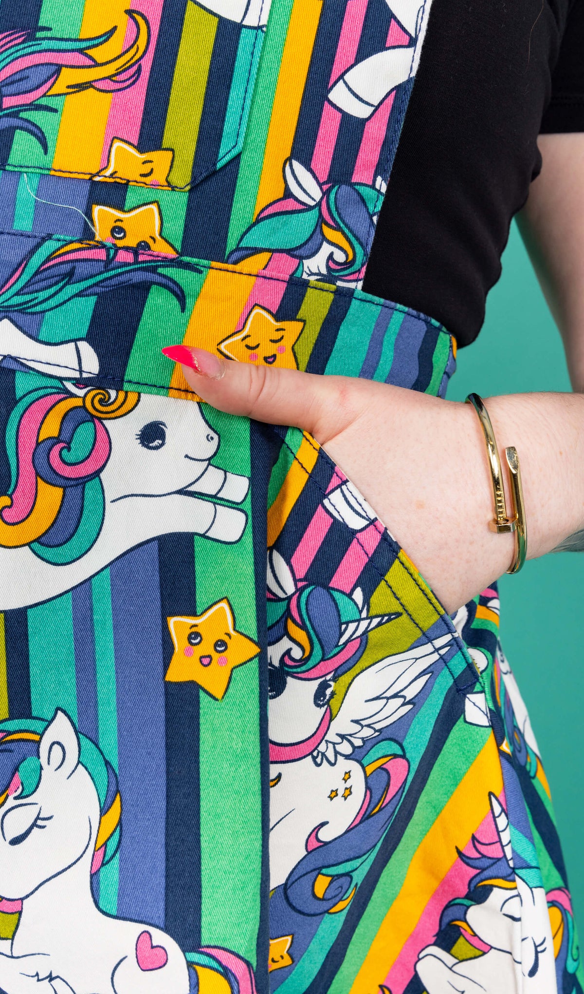Unicorn Stripes Flared Pinafore Dress - Run & Fly