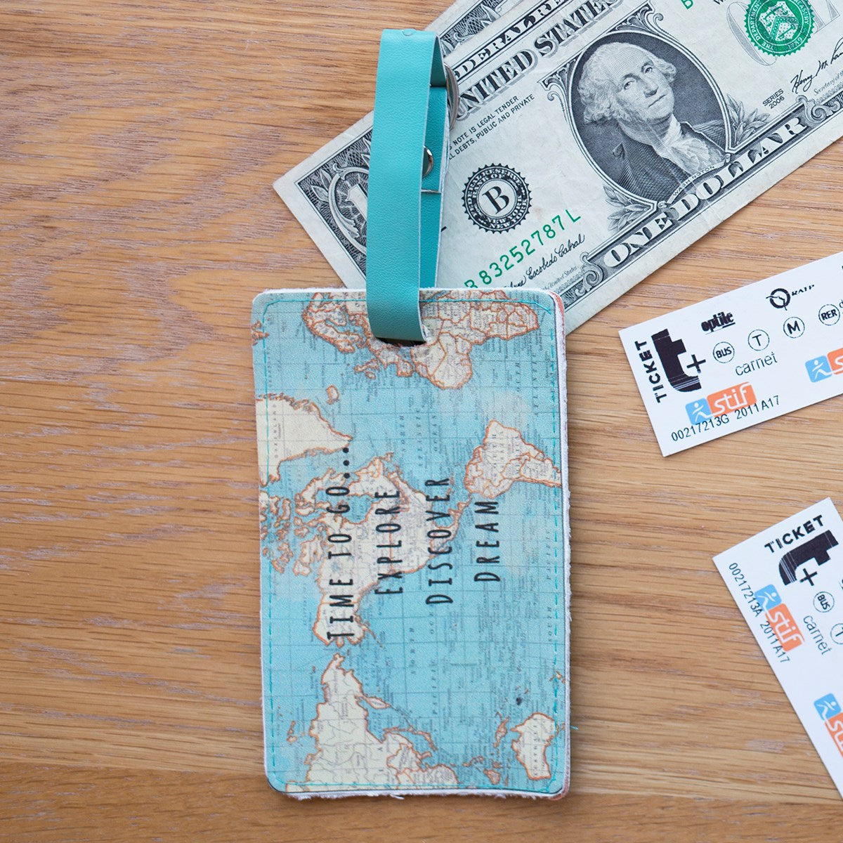 Vintage Map Time To Go Luggage Tag