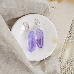 925 Sterling Silver & Raw Cut Purple Agate Crystal Earrings - Xander Kostroma (Last Available)