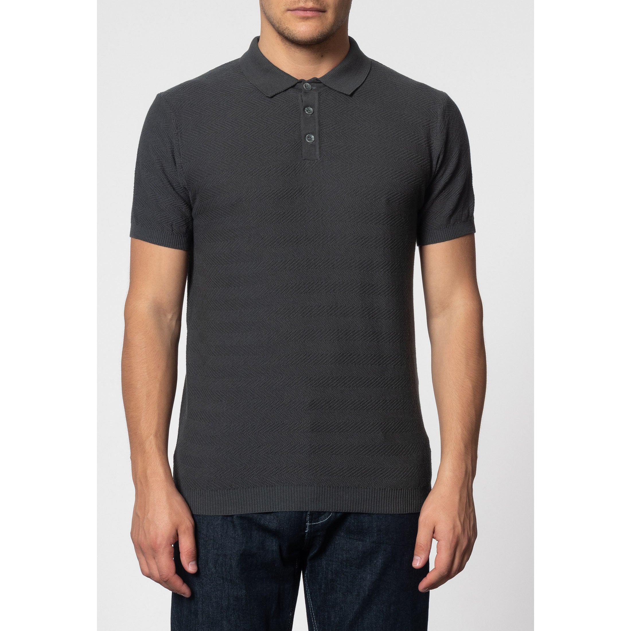 Clive Knitted Polo - Merc