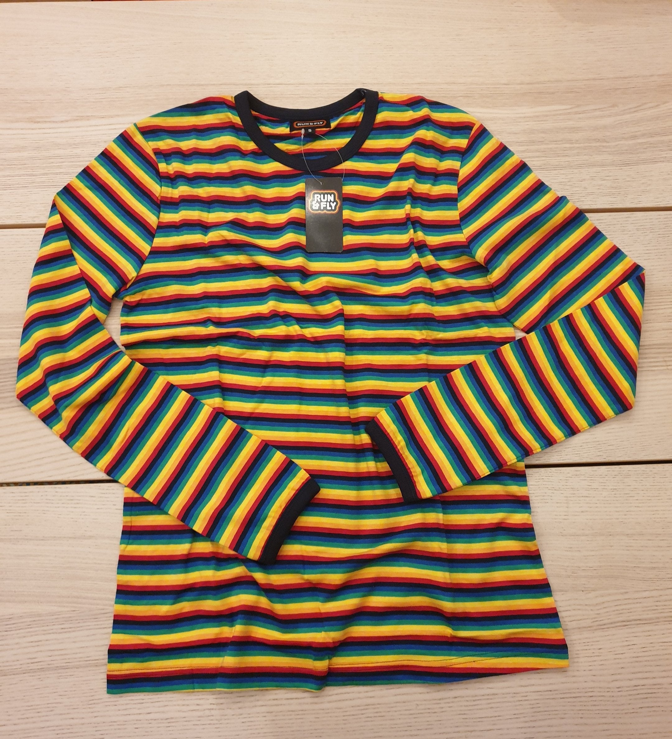 Long Sleeved Rainbow Brights Striped T-Shirt - Run & Fly