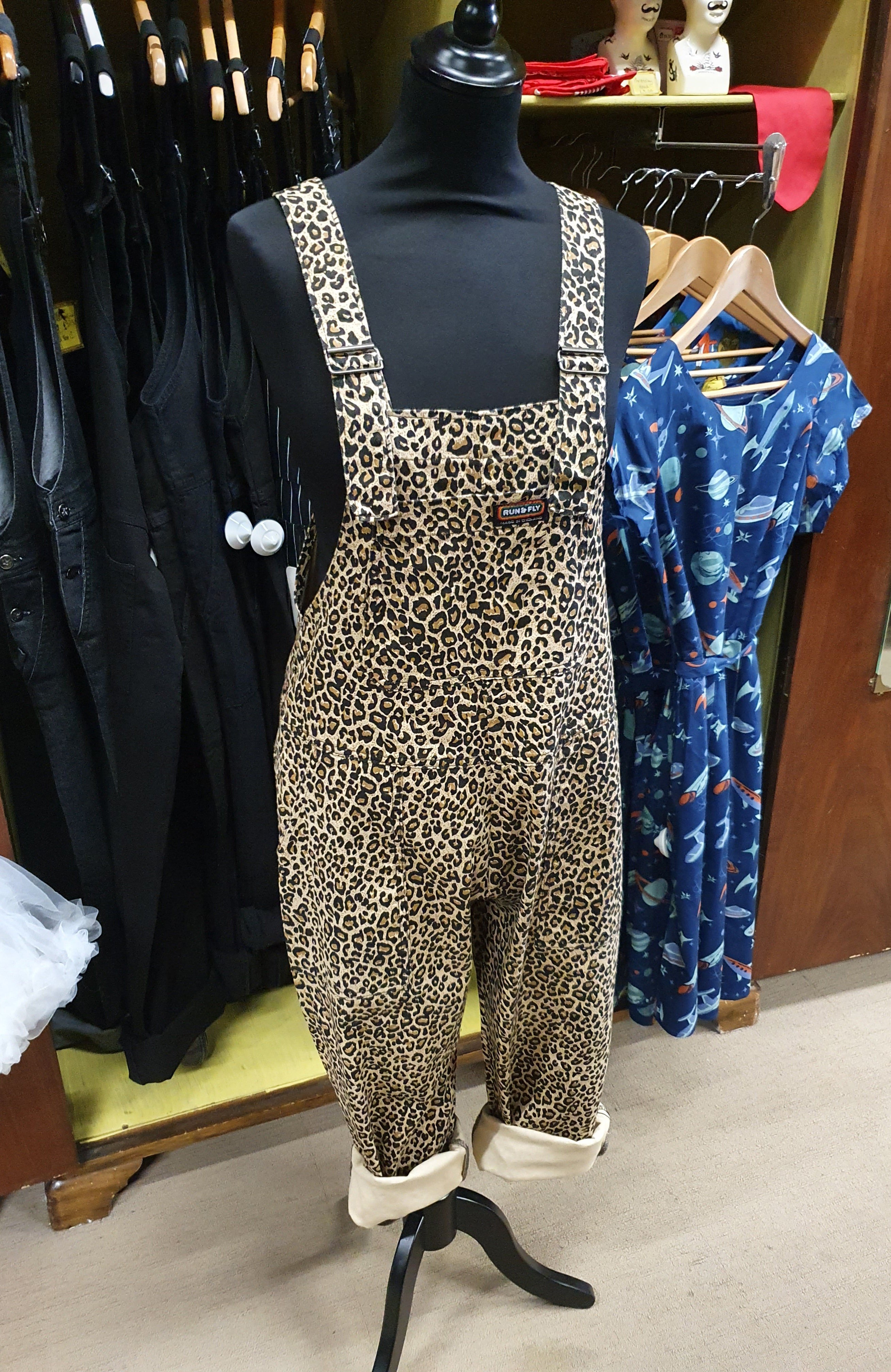 Leopard Twill Dungarees - Run & Fly