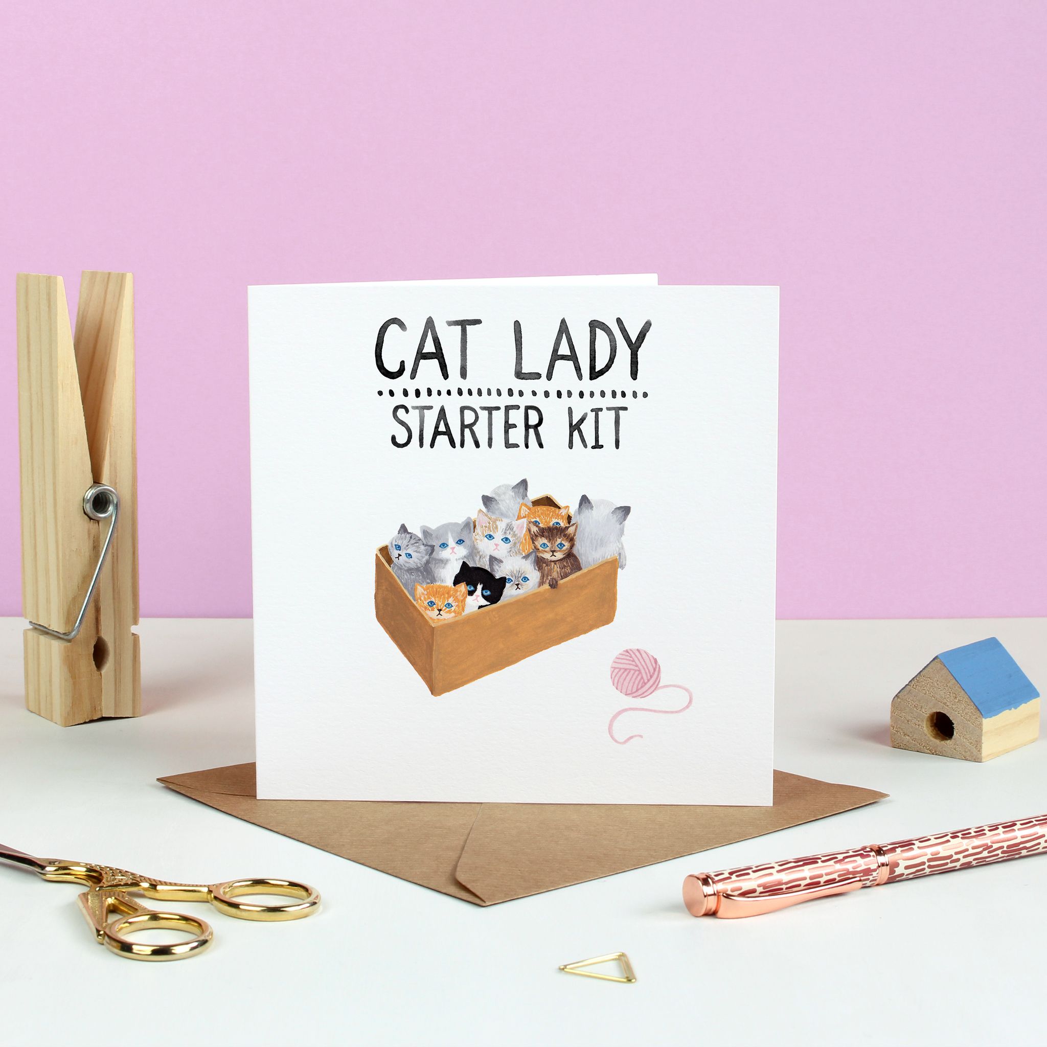 Cat Lady Starter Kit Greetings Card - Ink Bandit