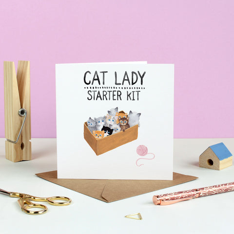 Cat Lady Starter Kit Greetings Card - Ink Bandit
