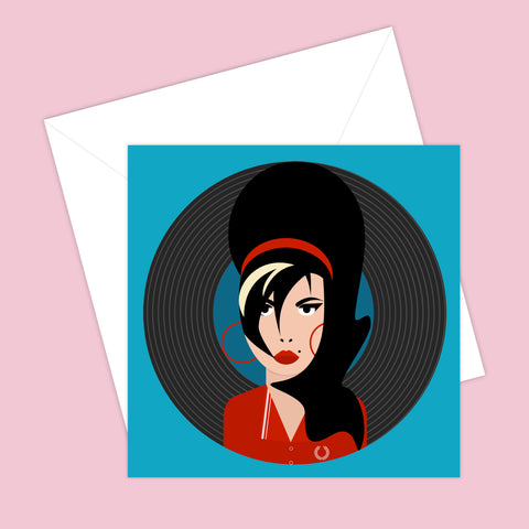 Amy Winehouse Blank Greeting Card - Munchquin