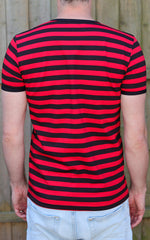 Black & Red Stripe Short Sleeve T-Shirt - Run & Fly