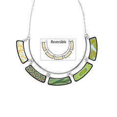 Botanical Green Silver Reversible Cleopatra Necklace - Jilzarah (Last Available)