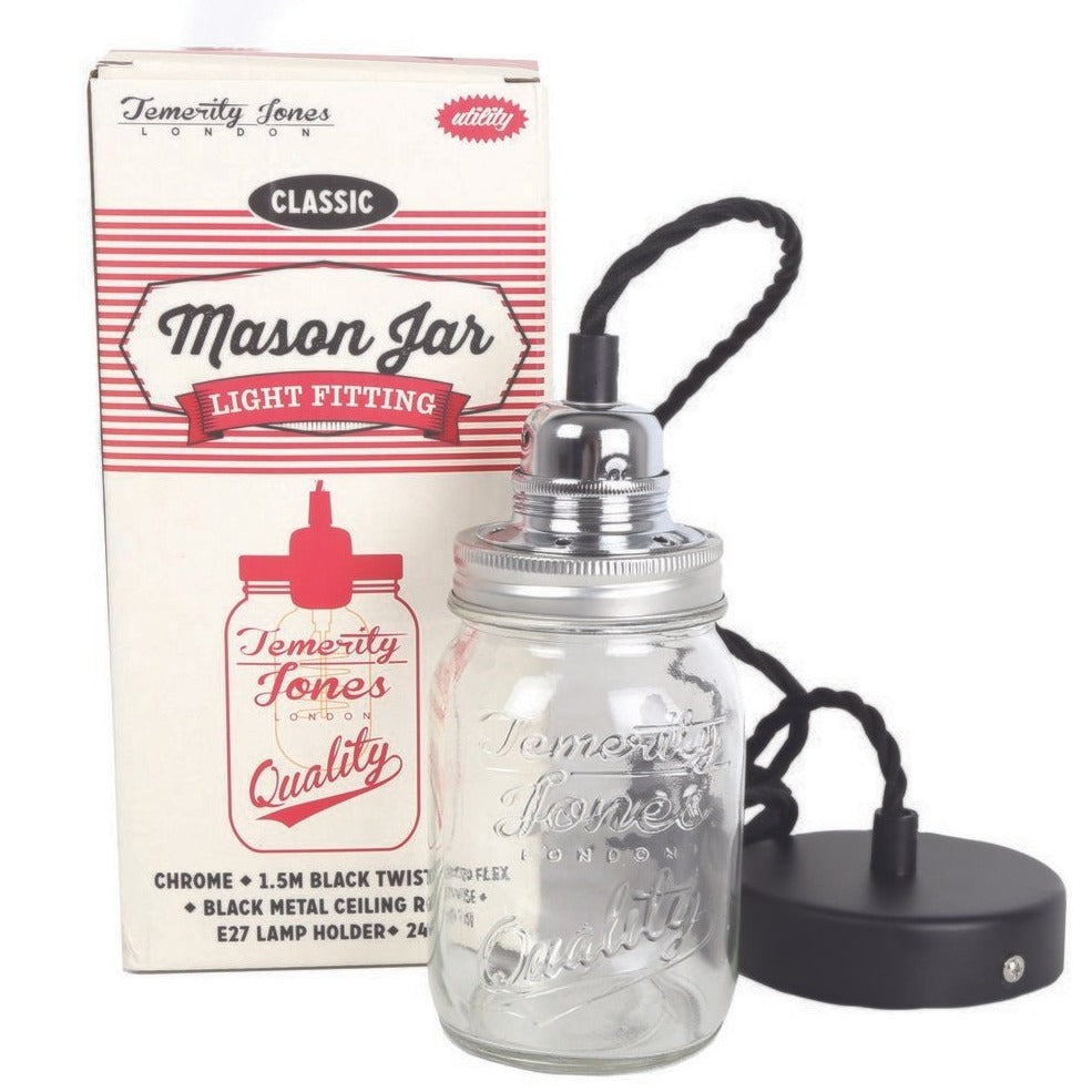 Mason Jar Ceiling Light Pendant Fitting