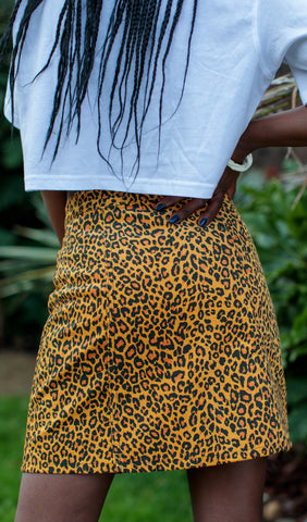 Leopard Corduroy Mini Skirt - Run & Fly (Last Available)