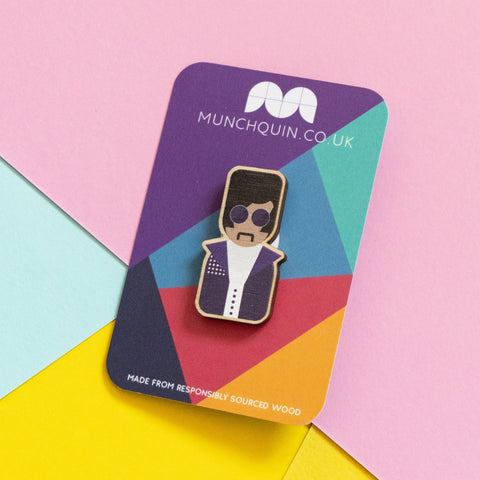 Prince Wooden Pin Badge/ Brooch - Munchquin (Last Available)