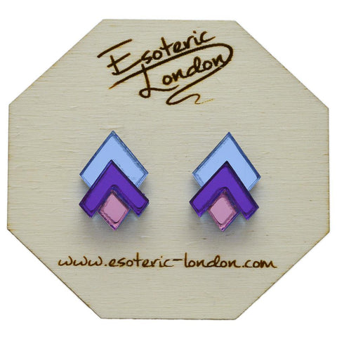 Classic Blue, Purple and Pink Geometric Stud Earrings - Esoteric London (Last Available)