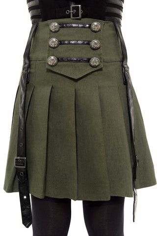 Dark Academy Khaki Mini Skirt - Killstar