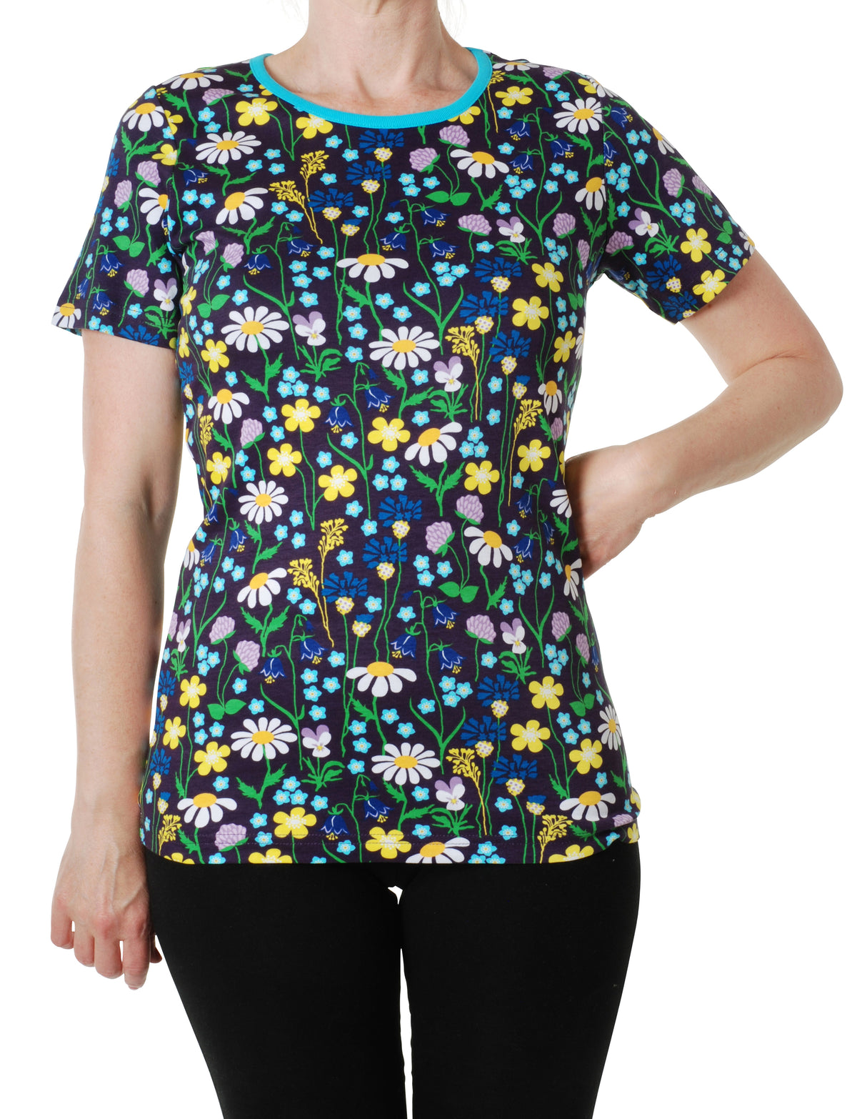 Children and Adult's Midsummer Purple Floral Organic Short Sleeved T-Shirt - Duns Sweden