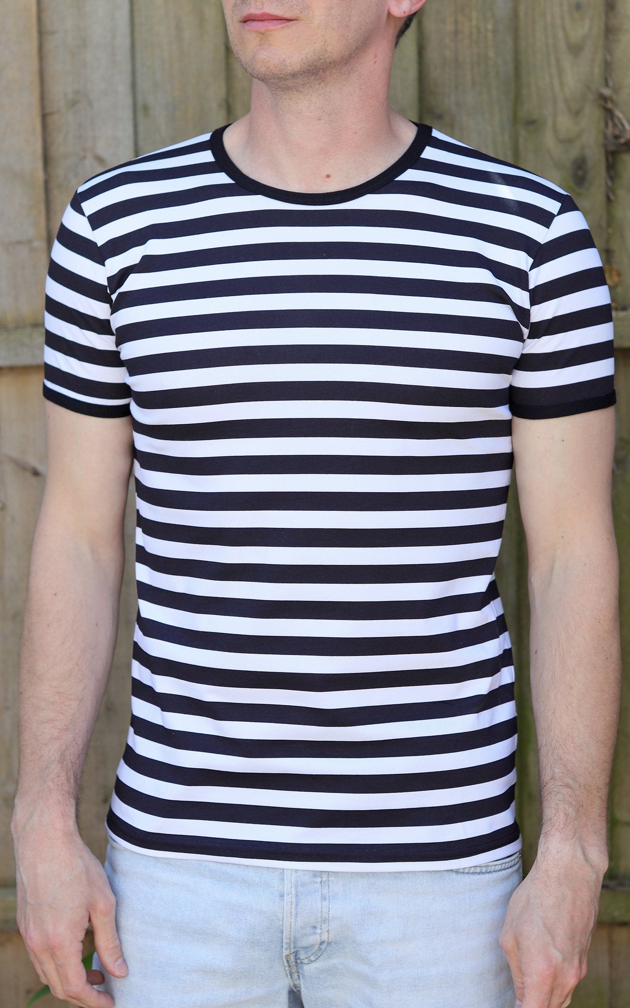 Black & White Stripe Short Sleeve T-Shirt - Run & Fly (Last Available)