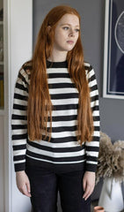 White and Black Striped Jumper - Run & Fly