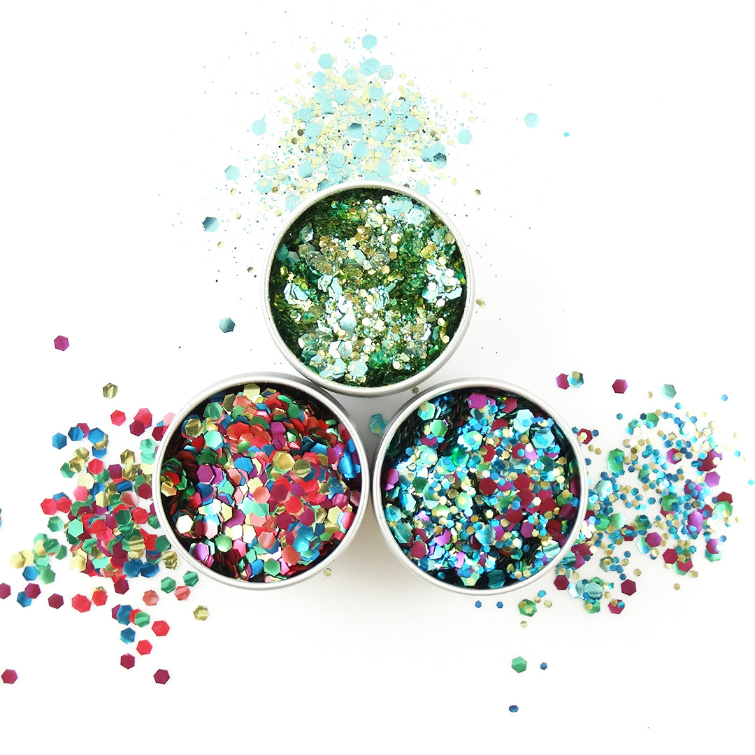 Festival Favourites Biodegradable Trio-Glitter, Balm & Brush Set - Eco Stardust