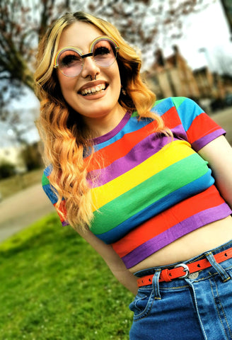 Rainbow Stripe Cotton T-Shirt - Dangerfield