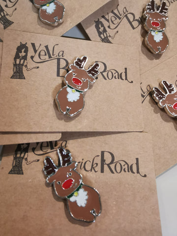 Rudolf Reindeer Christmas Enamel Pin Badge