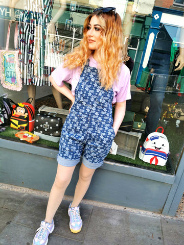 Daisy Floral Dungaree Shorts - Run & Fly (Last Available)