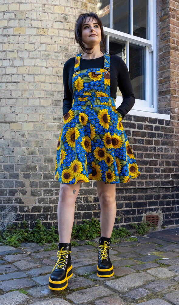 Jen James Forget Me Not Sunflower Charity Flared Pinafore - Run & Fly