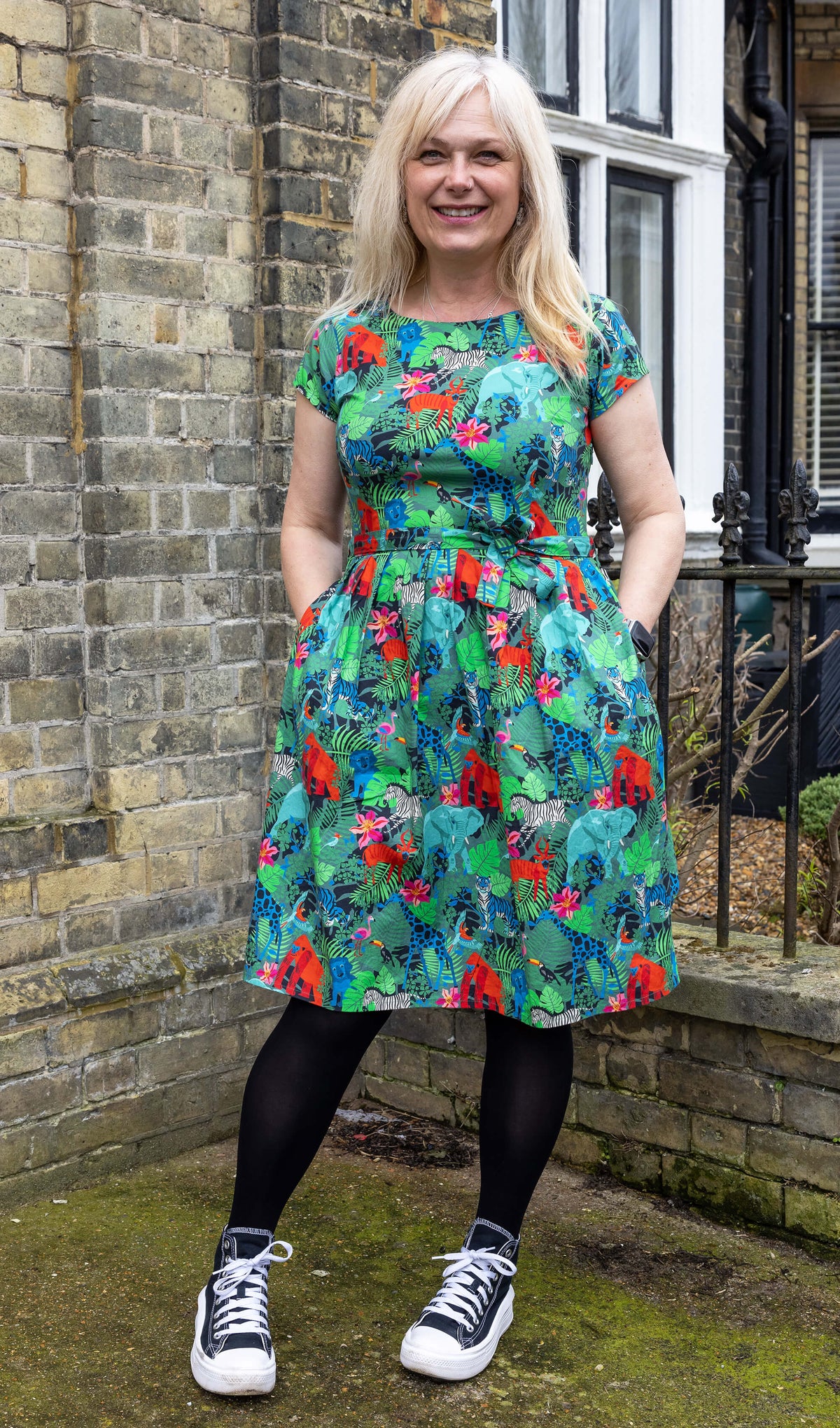 Jungle Stretch Belted Tea Dress with Pockets - Run & Fly