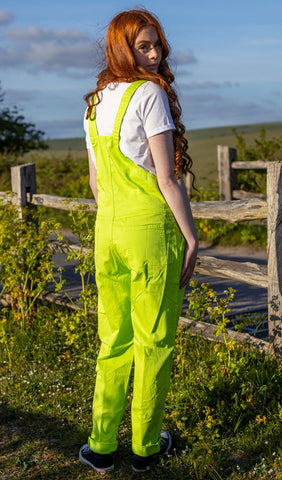 Lightweight Lime Punch Twill Dungarees - Run & Fly