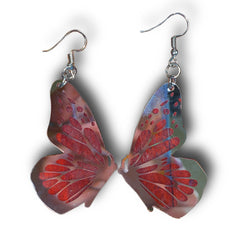 Mirror Pink Tinted Butterfly Acrylic Earrings