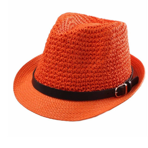 Straw Trilby Hat - Orange