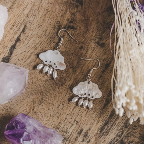 925 Sterling Silver Mother of Pearl Cloud Mini Drop Earrings - Xander Kostroma (Last Available)