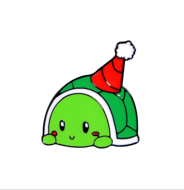 Christmas Turtle Enamel Pin Badge