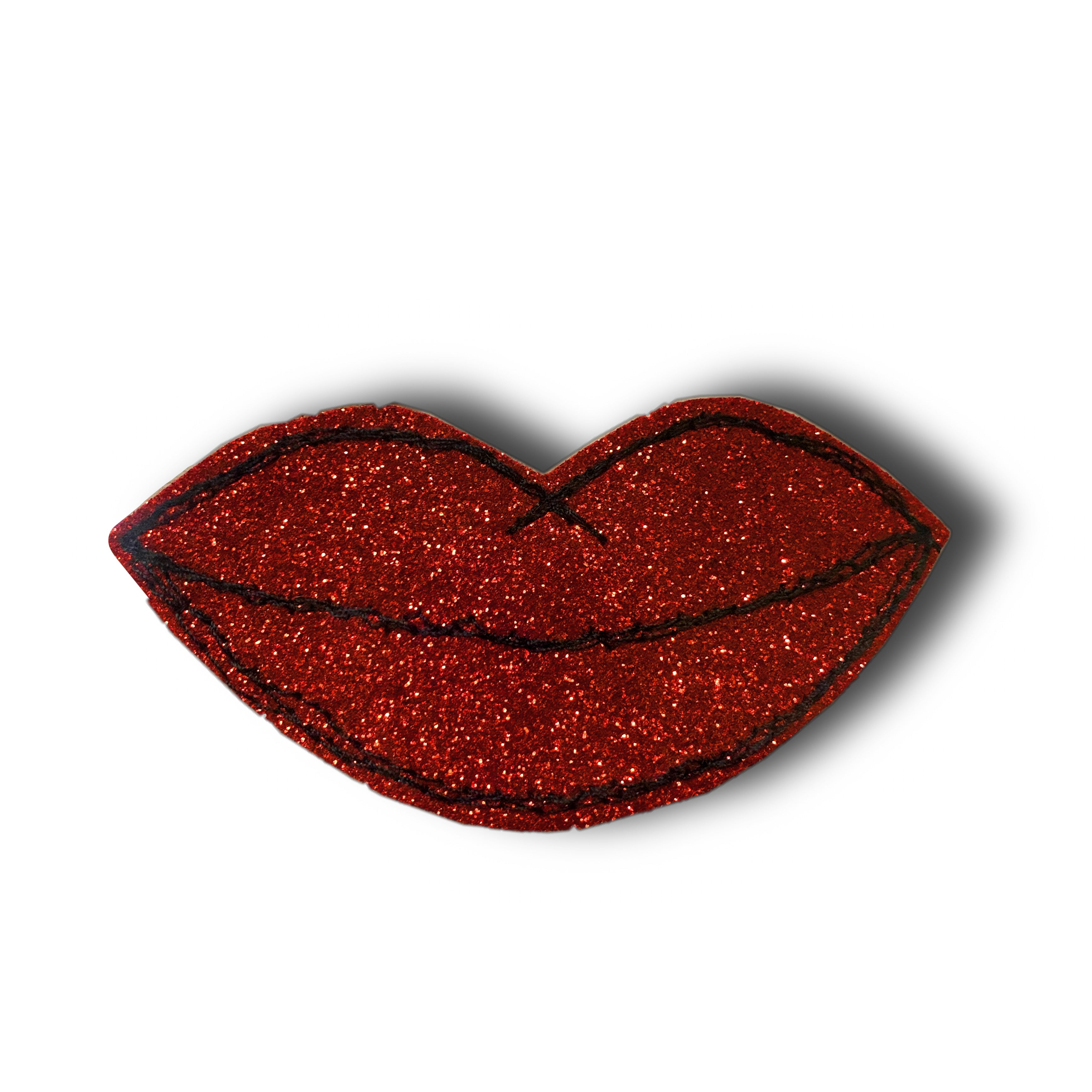 One of a Kind Lips Glitter Brooch / Badge - Bumblebee Design Treasures (Last Available)