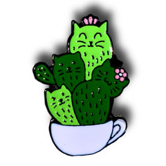 Cat Cacti Enamel Pin Badge